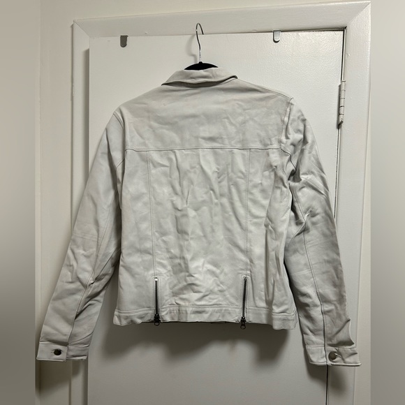 NWOT- DSTLD The Leather Trucker Jacket - size Large - color white/ grey - Picture 5 of 5